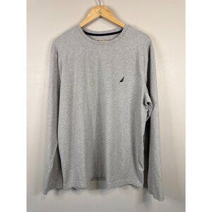 Nautica Gray Long-Sleeve Crewneck Performance Tee Lightweight Mens Shirt XL